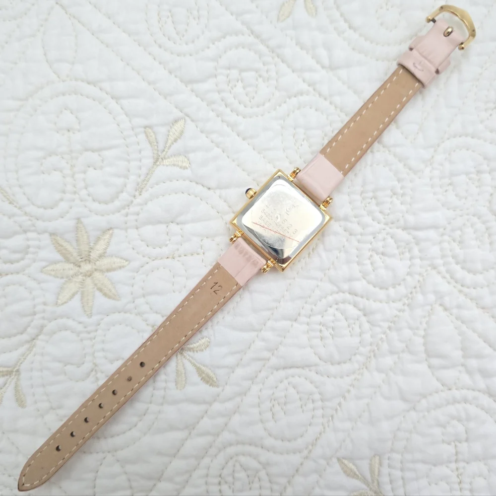 YSL Yves Saint Laurent Tank Watch 23mm Case Art Deco Mother of Pearl Pink Strap - Picture 4 of 11